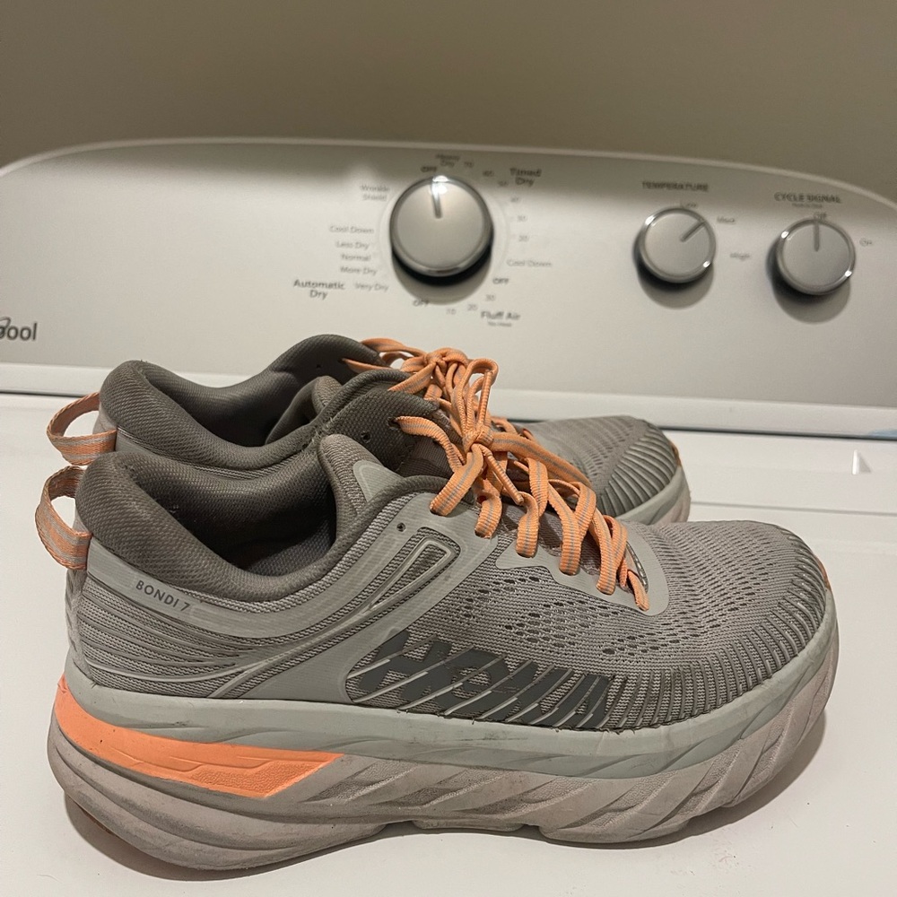 Gray and Orange Athletic Shoes